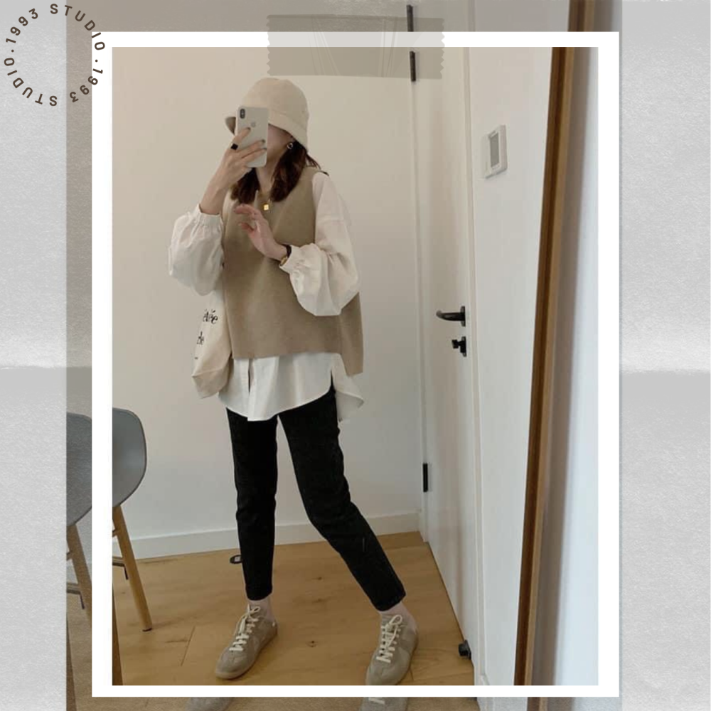 經典襯衫+針織背心 兩件套裝#B20139-細節圖7