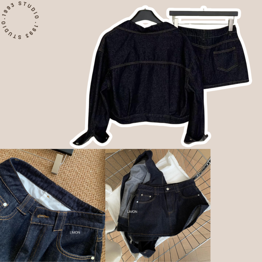 人氣款!原色翻領牛仔套裝#B20142-細節圖3