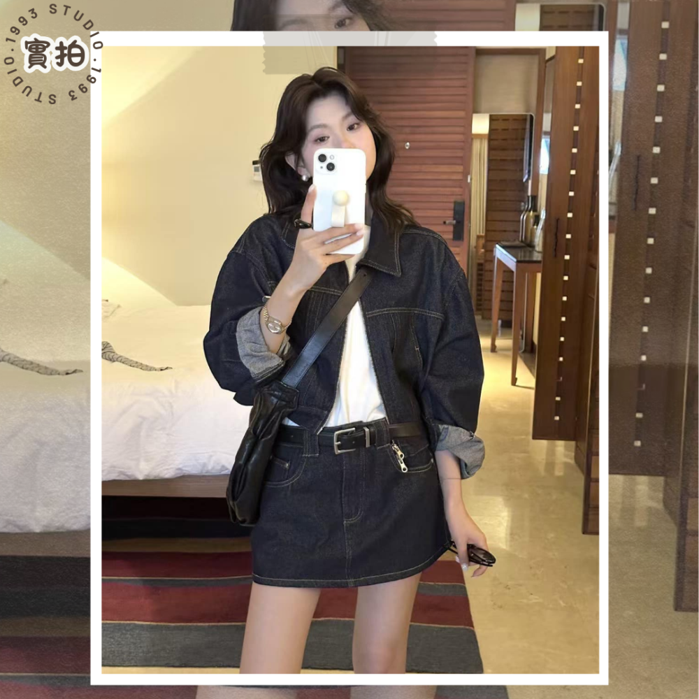 人氣款!原色翻領牛仔套裝#B20142-細節圖5