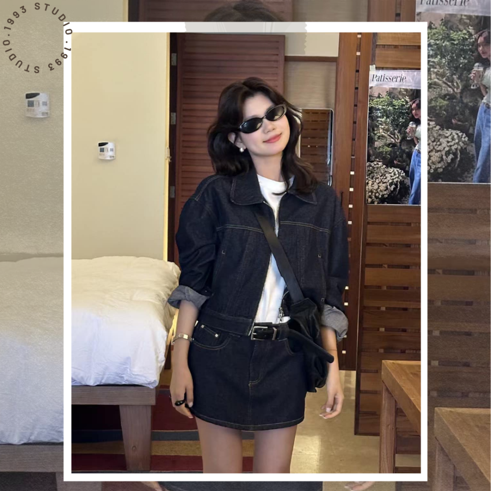 人氣款!原色翻領牛仔套裝#B20142-細節圖6