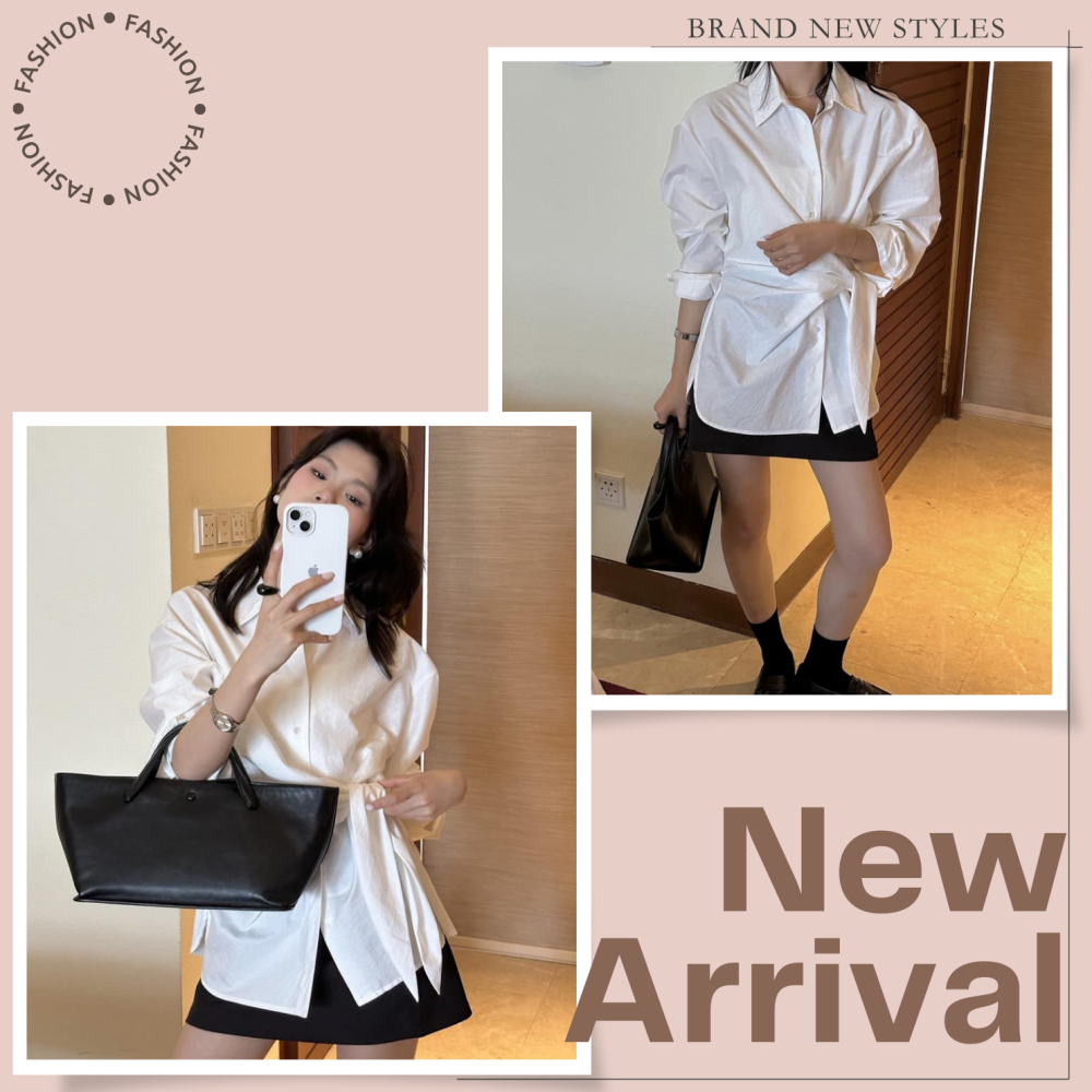 設計感側腰綁帶收腰顯瘦襯衫#B20144-細節圖6