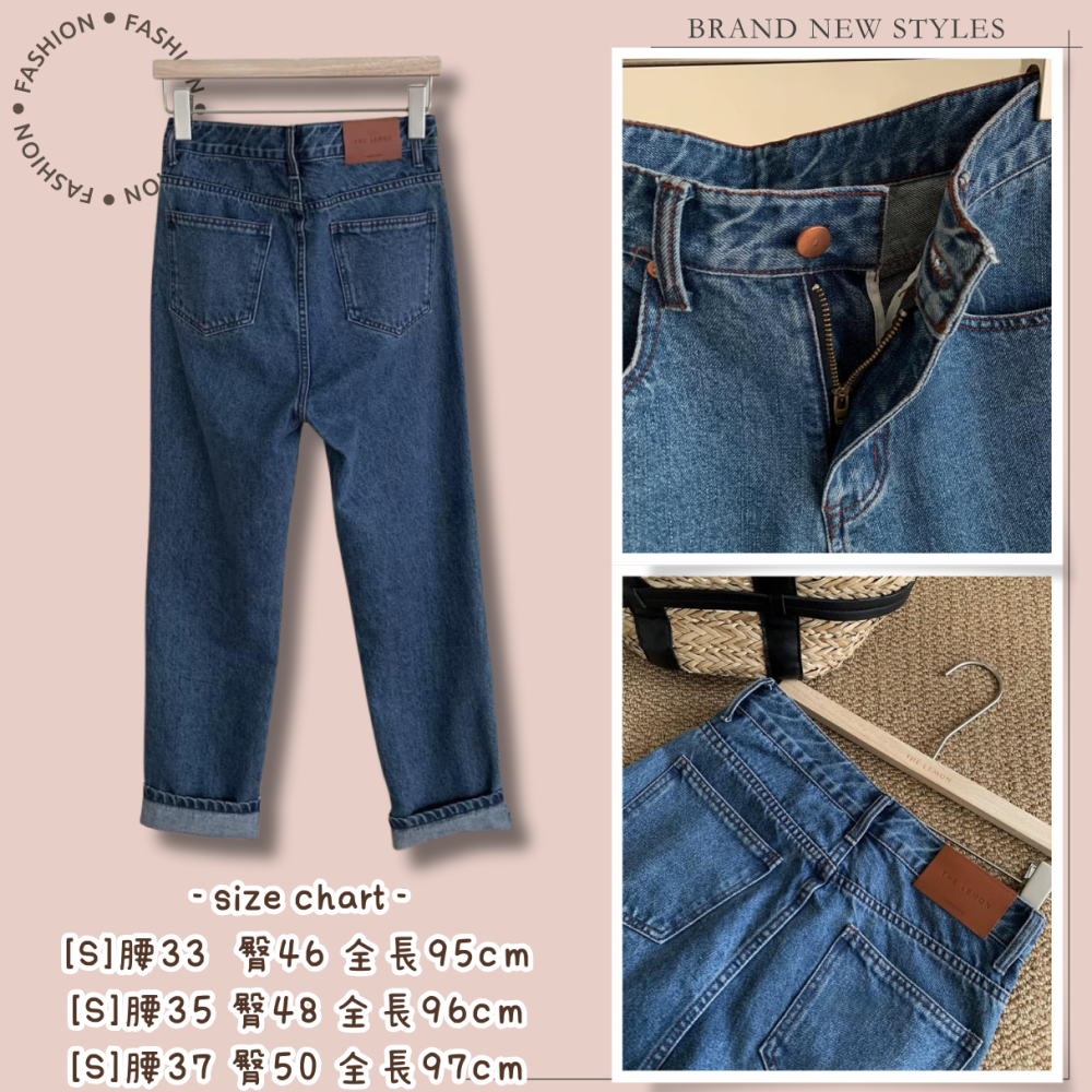復古高腰直筒牛仔褲#B20145-細節圖3