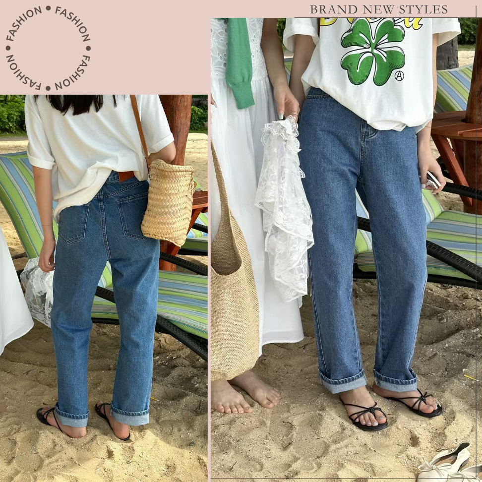 復古高腰直筒牛仔褲#B20145-細節圖6