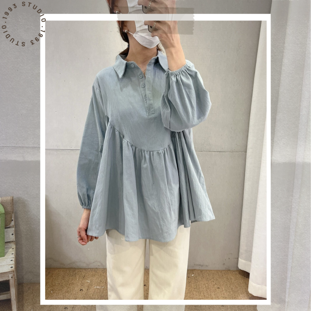 小澎袖打折襯衫#B20149-細節圖7