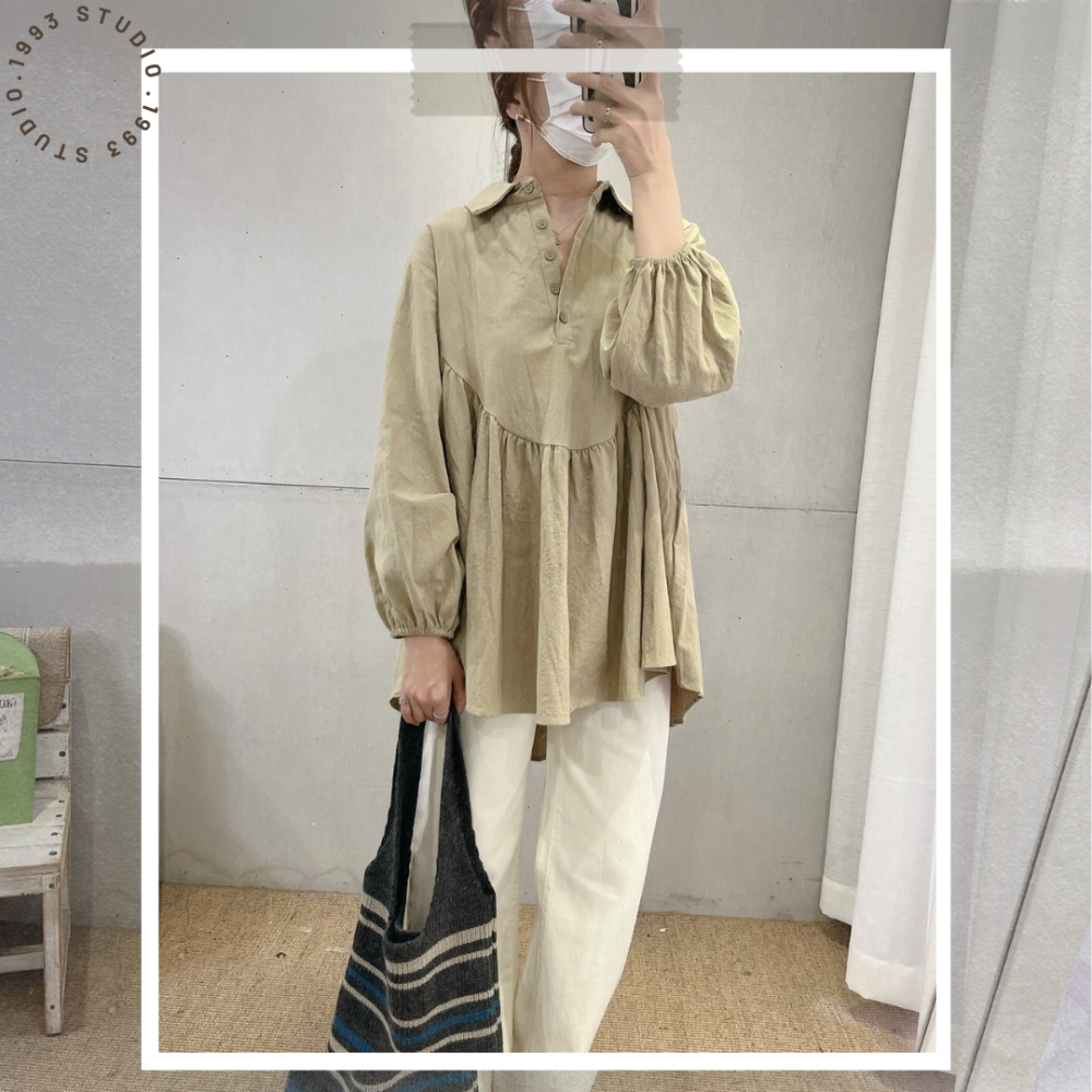 小澎袖打折襯衫#B20149-細節圖9