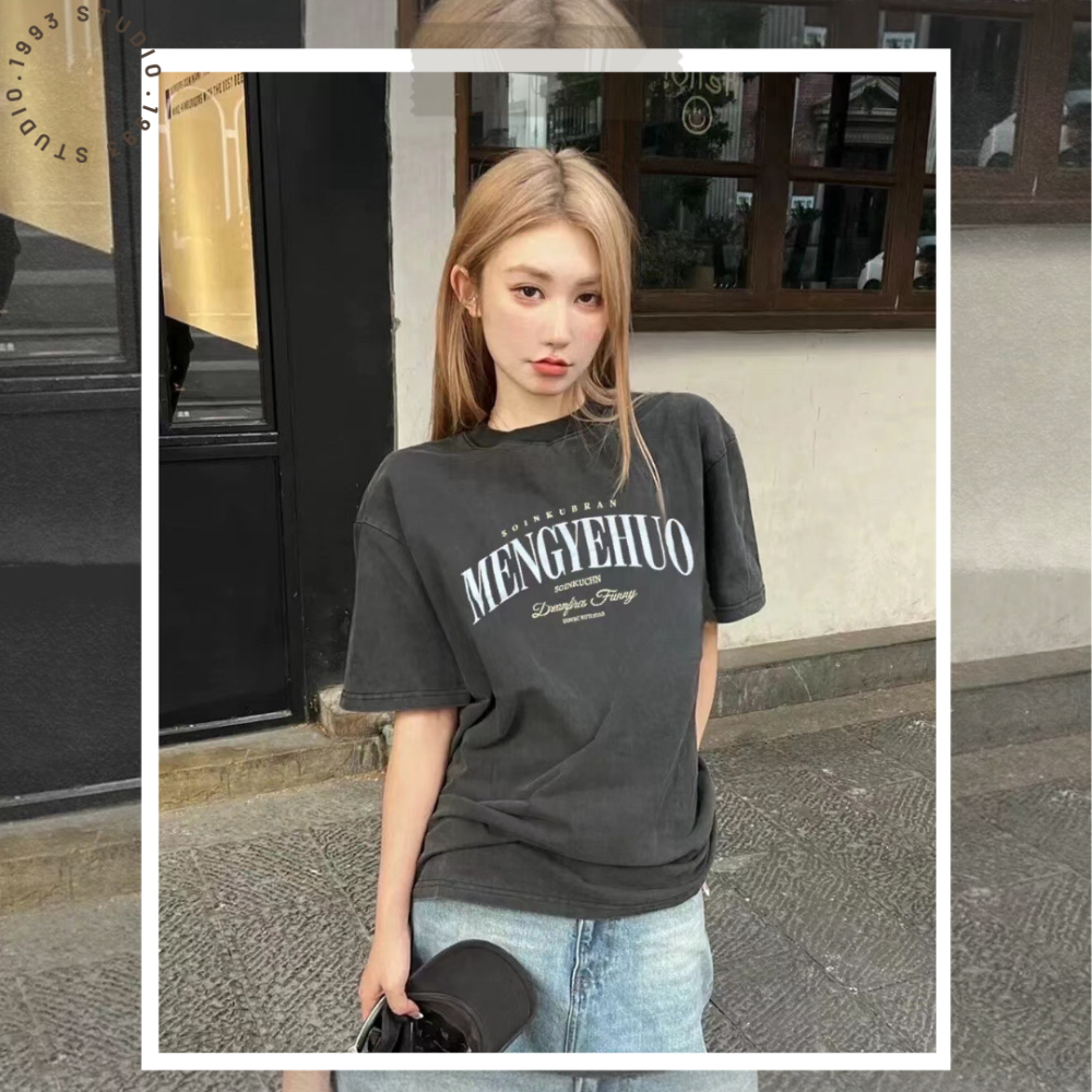 🇰🇷正韓🇰🇷復古洗色英文字TEE 上衣 #B20154-細節圖5