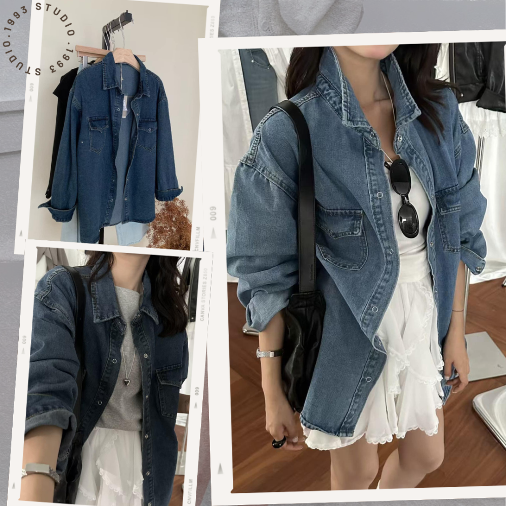 韓系復古牛仔襯衫#B20159-細節圖5