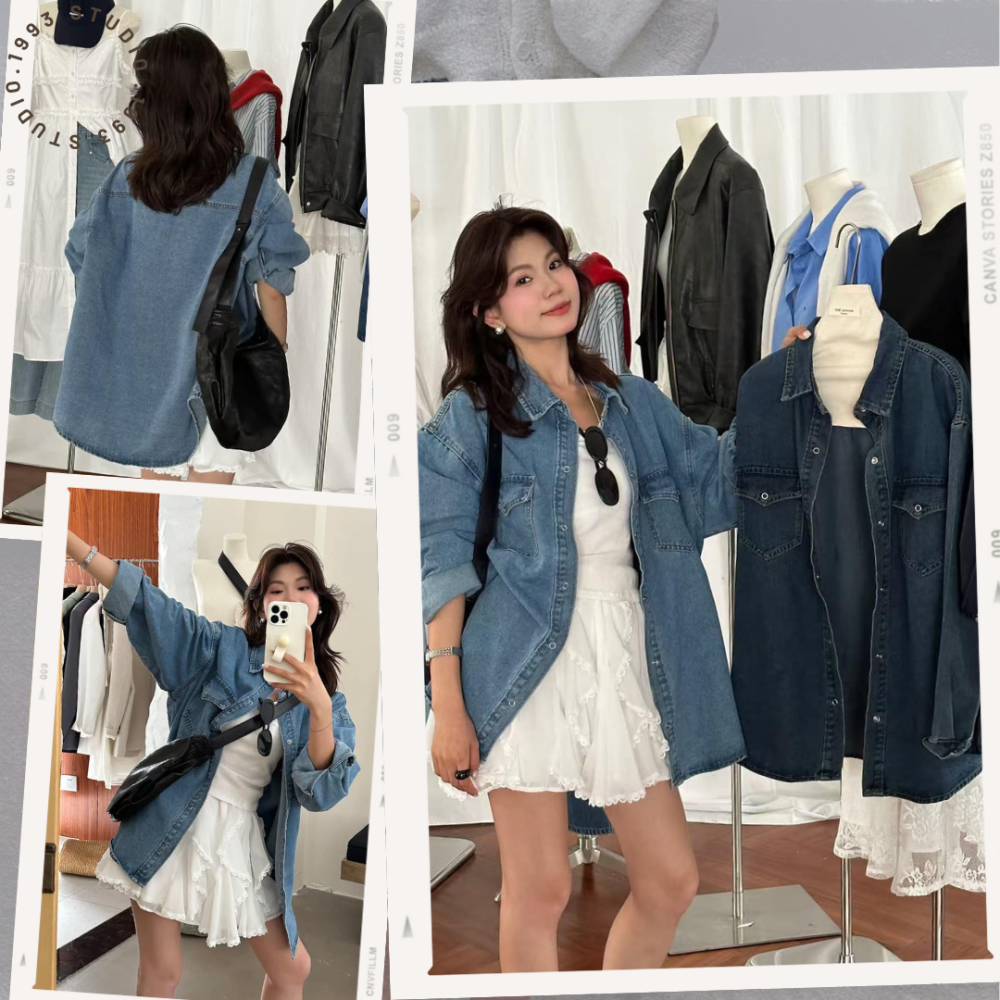 韓系復古牛仔襯衫#B20159-細節圖7