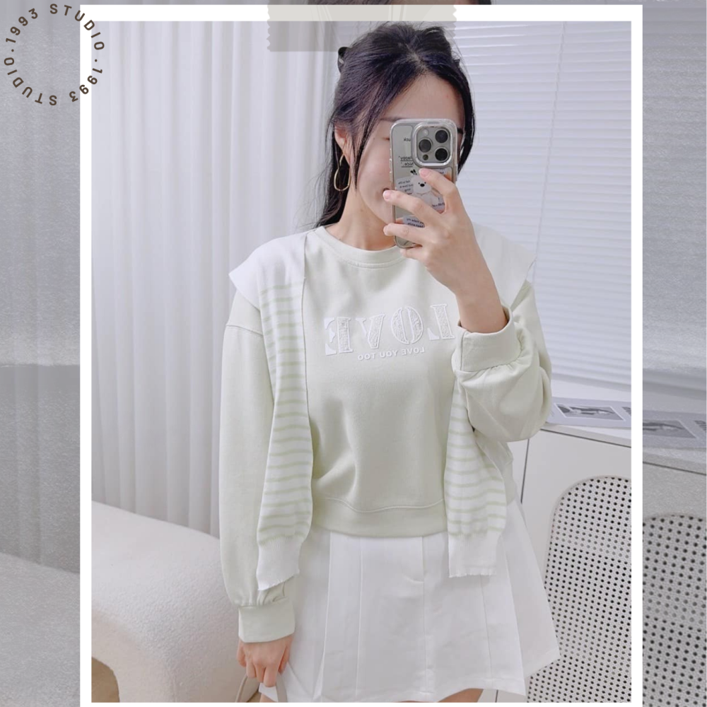 造型LOVE大學T+橫條披肩 #B20177-細節圖6