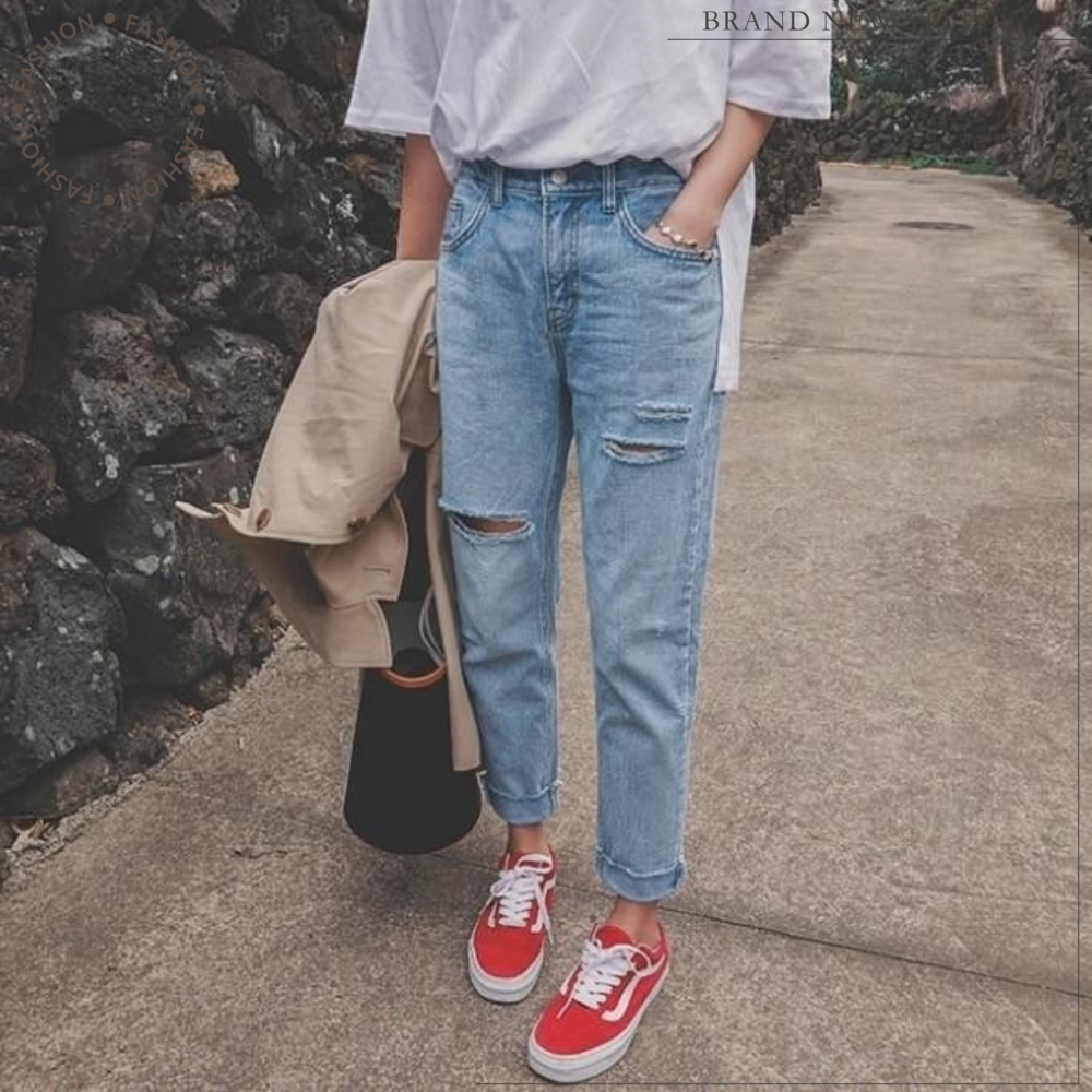 割破反摺鬚邊男友褲#B20184-細節圖5