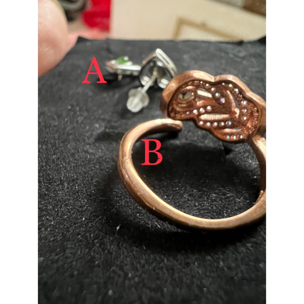 和田青玉耳針、戒指-細節圖3