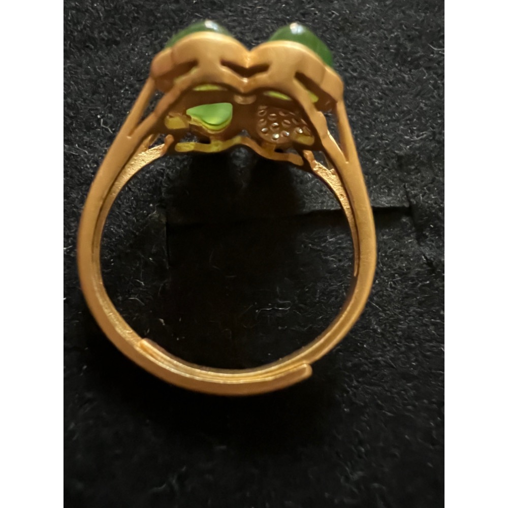 和田青玉925銀鍍金戒指—四葉草款-細節圖6