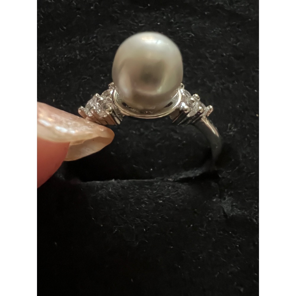 真多麻海水珍珠銀鑲戒指-細節圖3