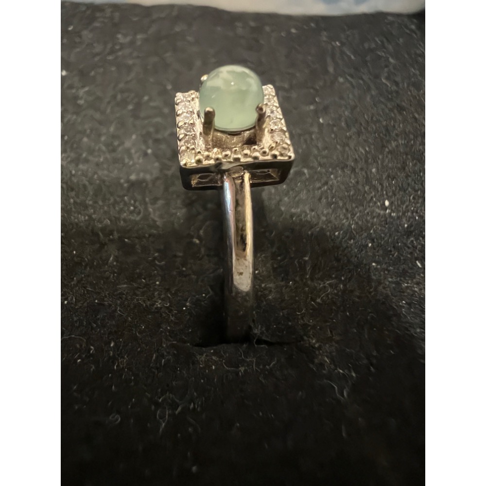 瓜料（威料）天空藍翡翠小蛋面銀鑲戒指-細節圖4