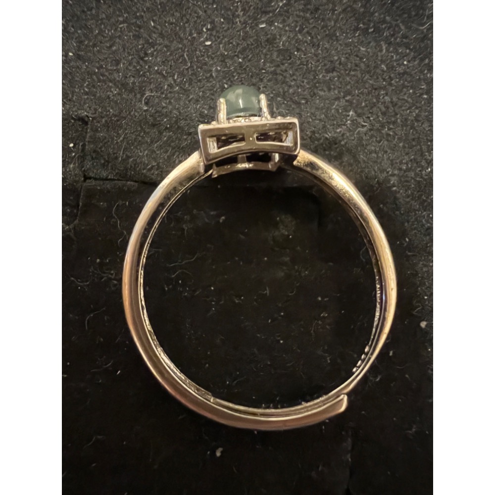 瓜料（威料）天空藍翡翠小蛋面銀鑲戒指-細節圖6