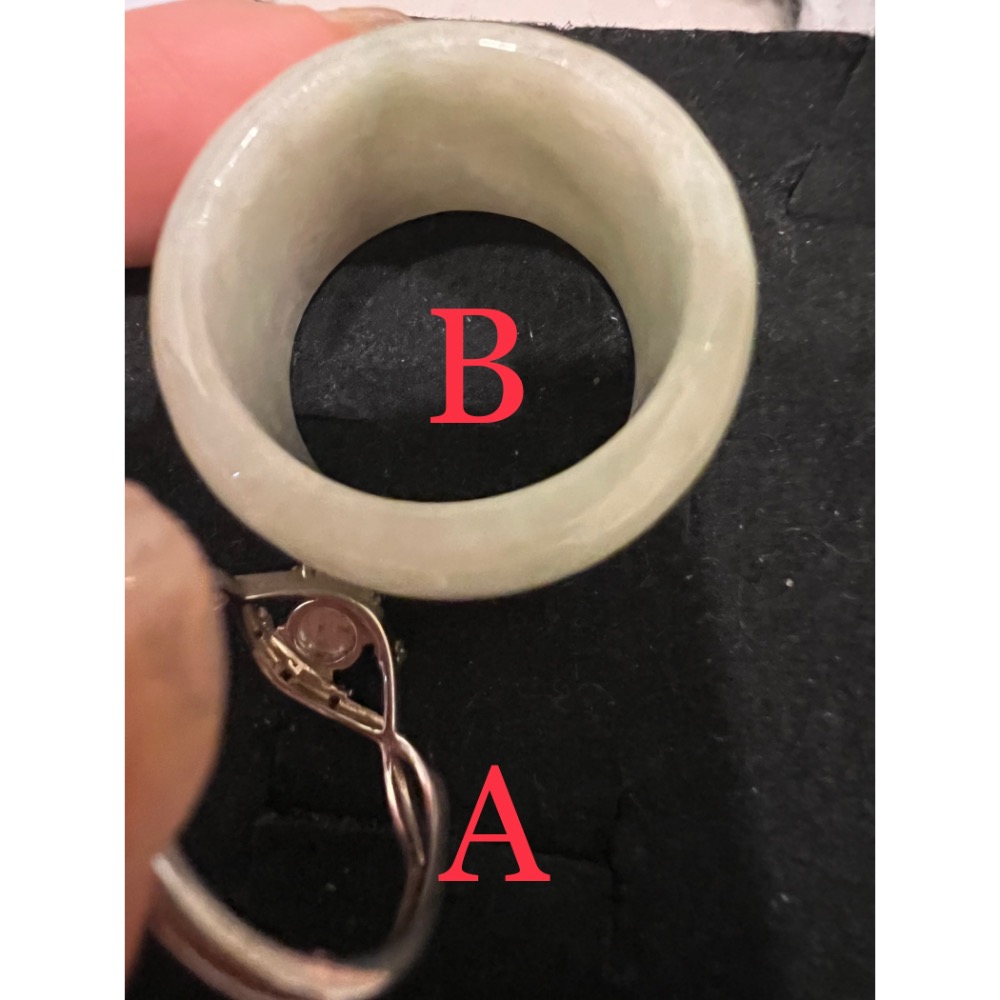 瓜料銀鑲戒指、翡翠素扳指-細節圖7