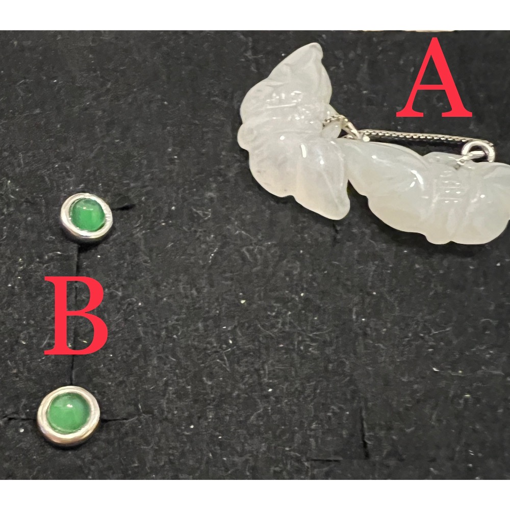 白冰蝴蝶耳線、瓜料綠珠素耳釘-細節圖5