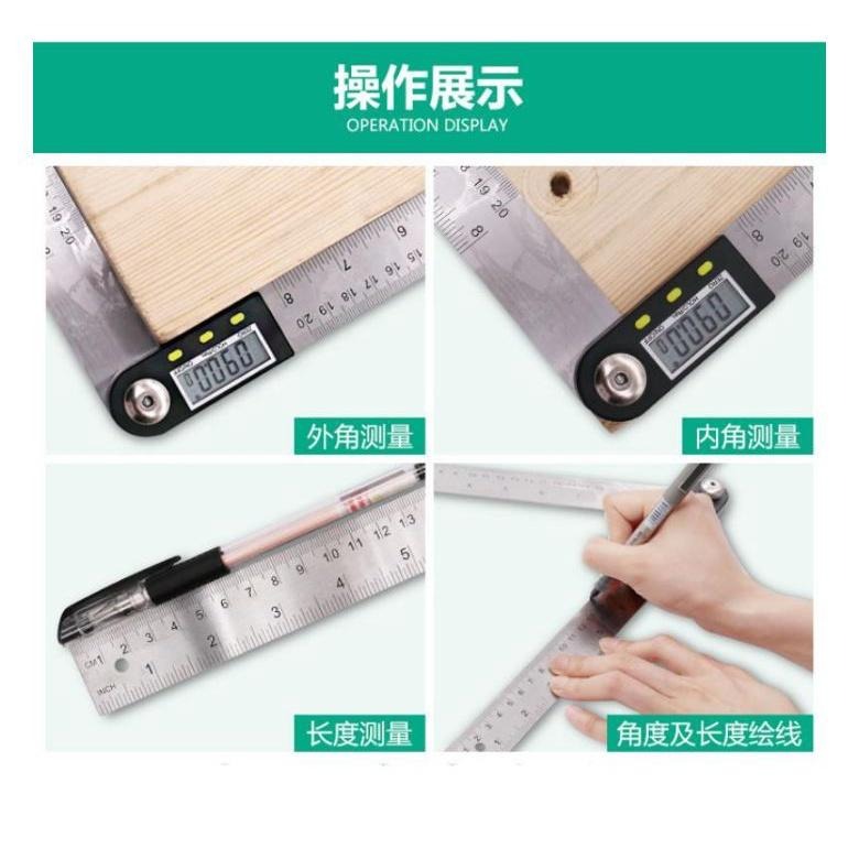 *台灣現貨*360度測量二合一數字顯示角度尺（0-500mm）不鏽鋼尺身 不鏽鋼電子 量角器 木工角尺 量角儀-細節圖6