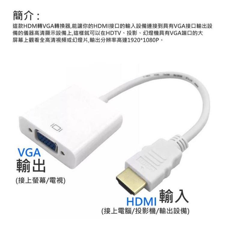 *台灣現貨*HDMI轉VGA轉換線（帶音源/可外接電源 三款可選）不可反向 高清轉VGA轉換線 帶芯片 高清轉VGA-細節圖2