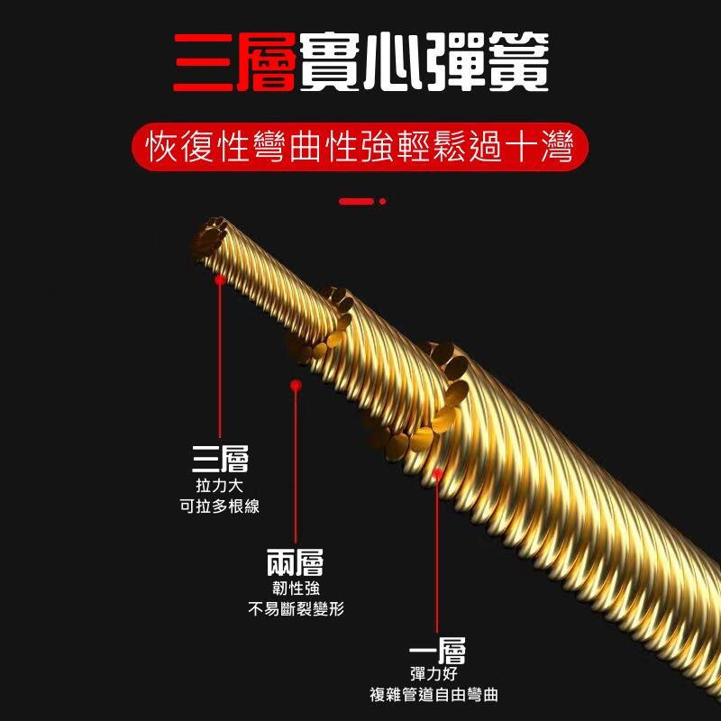 🍁台灣現貨🍁電工三層彈簧穿線器 滑輪+扁頭款（六款長度可選）🐰F01 電線疏通器 手動穿牆拉線器 電線網線拉線器-細節圖7