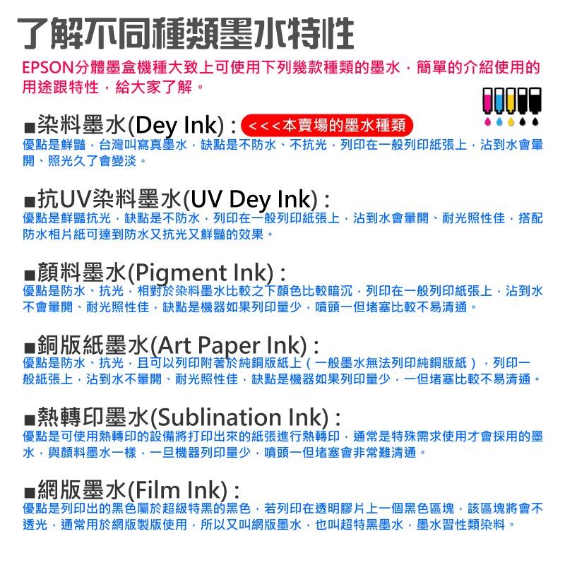 🍁台灣現貨🍁極光墨水 EPSON 桌上型/繪圖機 專用『染料墨水』（色系：18色、售價單瓶）🐰D01 100ML-細節圖3