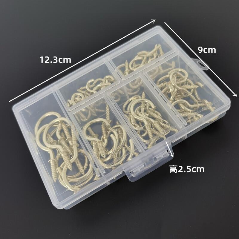 🍁台灣現貨🍁旋入式杯鉤套裝組 金色款（包含6個尺寸75個）🐰B10032C 燈勾 木板掛勾 頂勾 問號勾-細節圖8