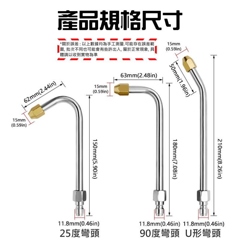 🍁台灣現貨🍁高壓水槍配件：加長桿彎頭噴嘴（25度/90度/U形 三款可選）🐰B06 1/4快插接頭 扇面出水噴頭-細節圖2