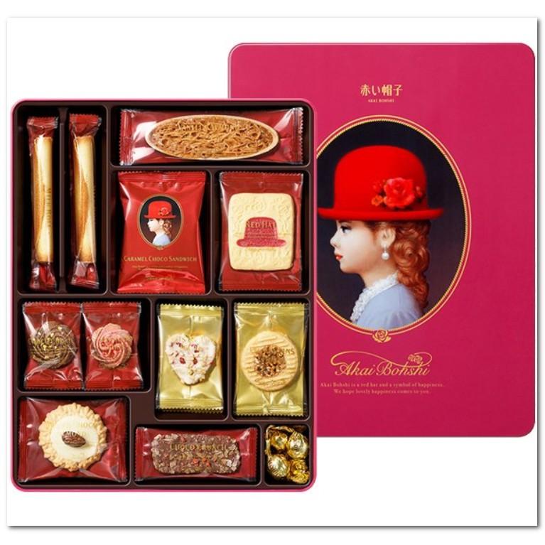 【無國界雜貨舖】日本 高帽子 KUKKIA 紅帽子 巧克力 抹茶 法蘭酥 禮盒 喜餅 粉盒 紫帽子 鐵盒 藍帽子-細節圖5