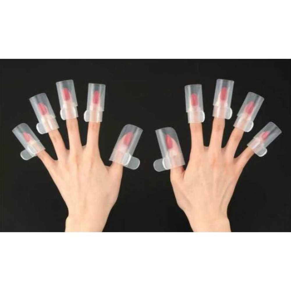【無國界雜貨舖】日本 inomata 擦指甲油 保護套 5入組 美甲 工具 透明 材質-細節圖2