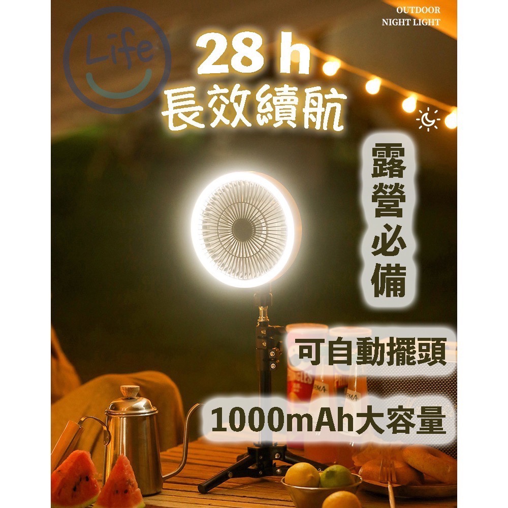 露營風扇 自動擺頭 三合一 吊燈 風扇 行動電源【ULife生活選品】-細節圖2