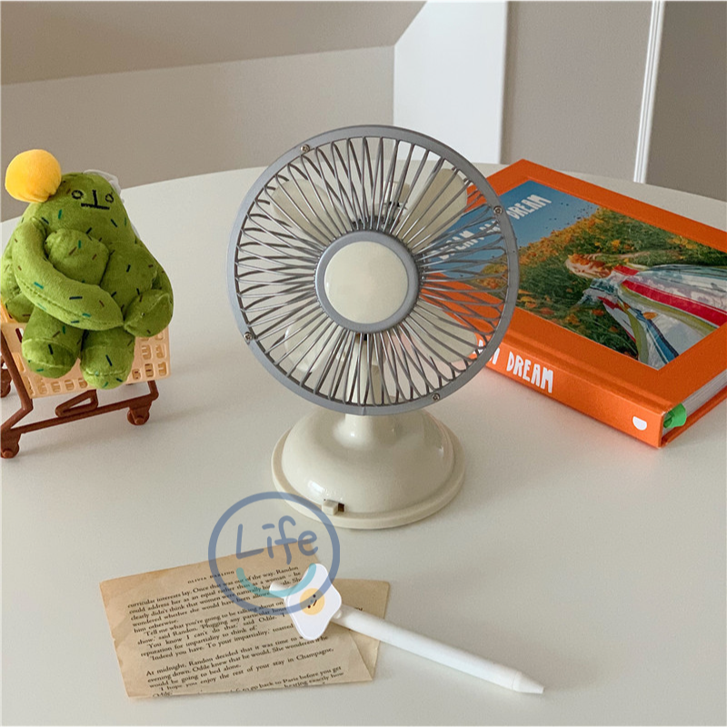 復古懷舊 桌面小風扇 迷你立扇 USB插電/電池兩用【ULife 生活選品】-細節圖5