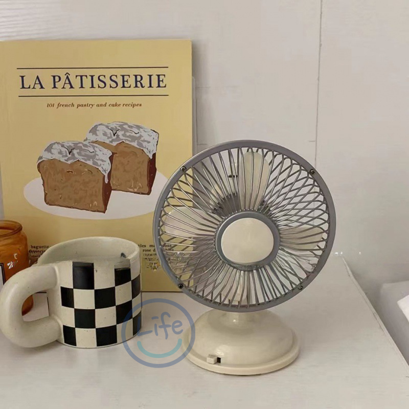 復古懷舊 桌面小風扇 迷你立扇 USB插電/電池兩用【ULife 生活選品】-細節圖6