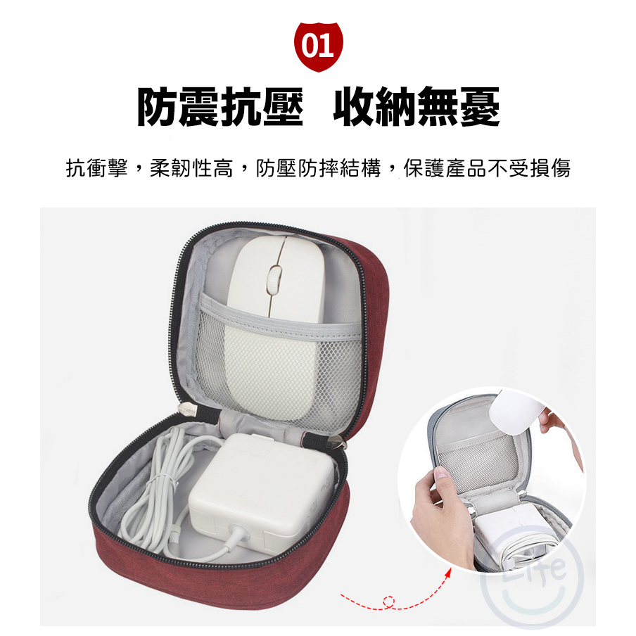 數位方形收納包 旅行收納包 牛津包 攜行袋 防撞攜帶包 傳輸線包 充電包 滑鼠包 【ULife生活選品】-細節圖4