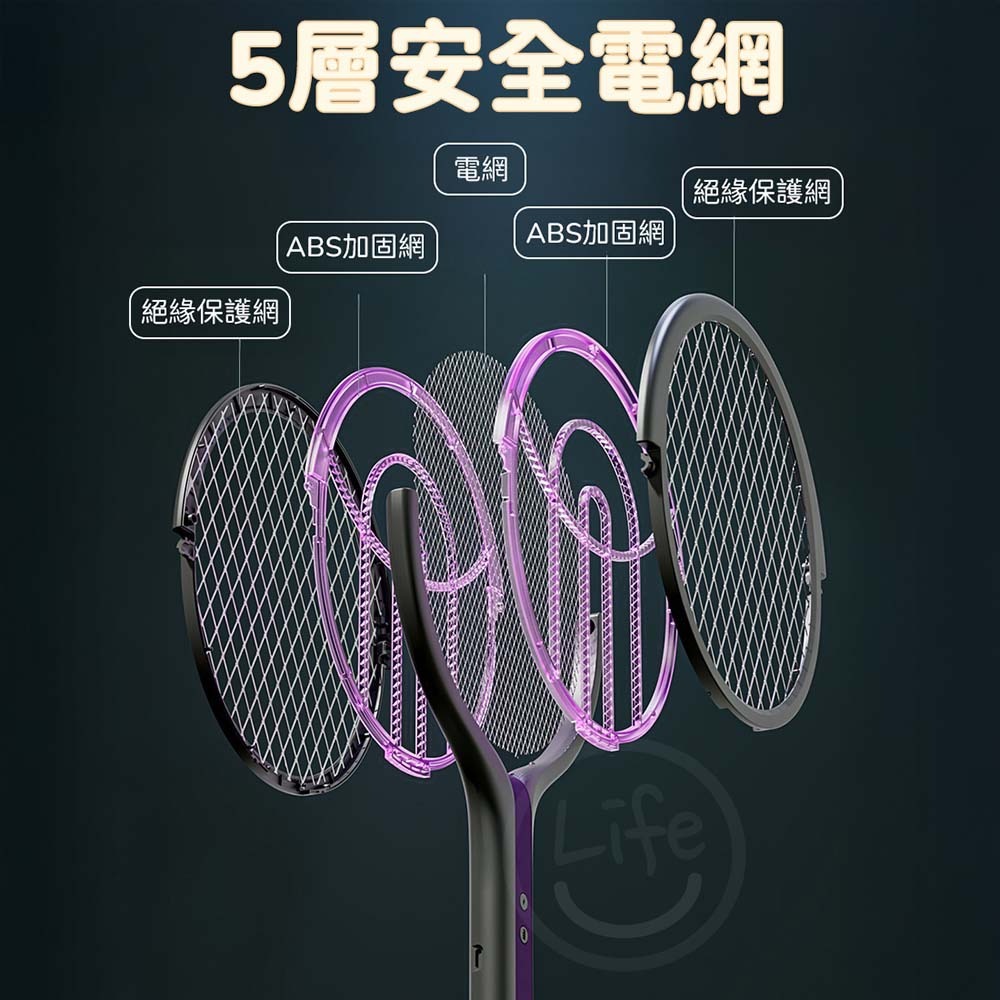 伸縮式電蚊拍 電擊式電蚊拍 充電 伸縮式 旋轉式 延長 USB 折疊-細節圖7