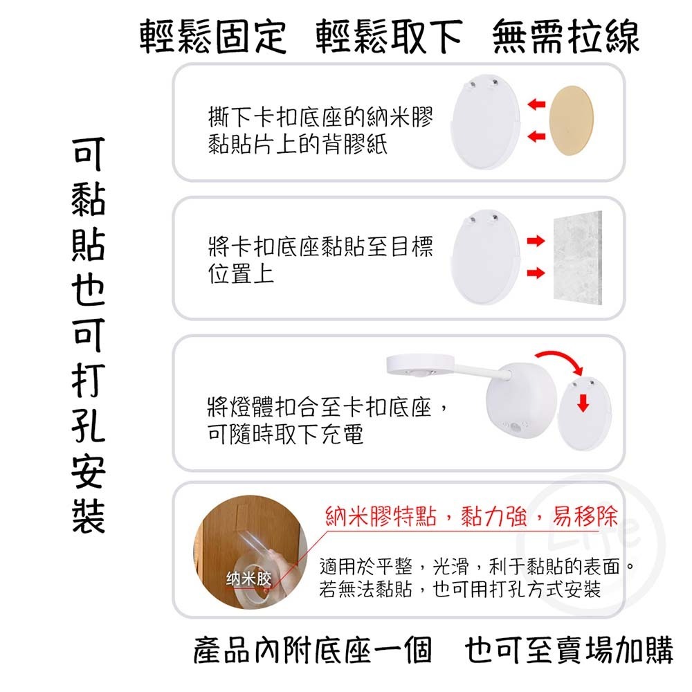 感應投射燈 感應燈 可調光感應燈 走廊燈 人體感應燈 USB充電 投射燈【ULife生活選品】-細節圖9