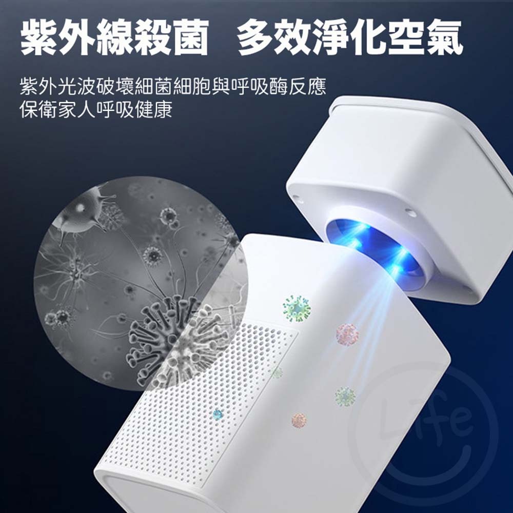 空氣淨化器 活性碳 USB 紫外光 殺菌 煙味 桌面 空氣清淨機  個人【ULife生活選品】-細節圖7
