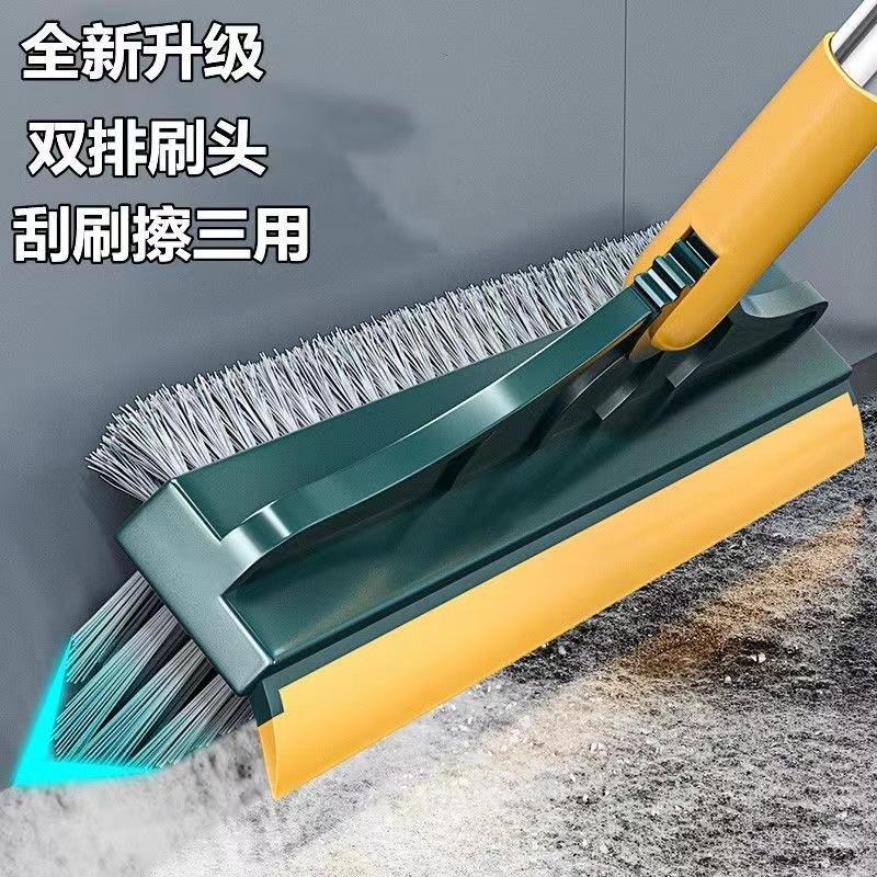 三合一長柄雙面去死角神器 家用浴室地板刷子 無死角衛浴地板刷 家用硬毛地板刷 縫隙清潔刮刀刷地縫刷-細節圖3