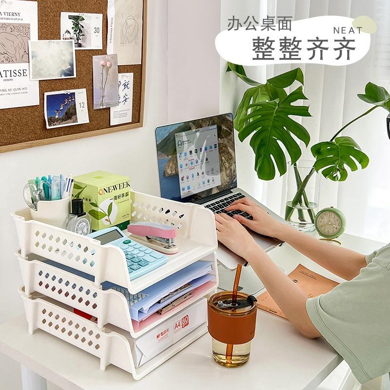 A4文件置物架 辦公室桌面收納架 衣物收納架 可疊加分層收納架 家用浴室化妝品收納架-細節圖5