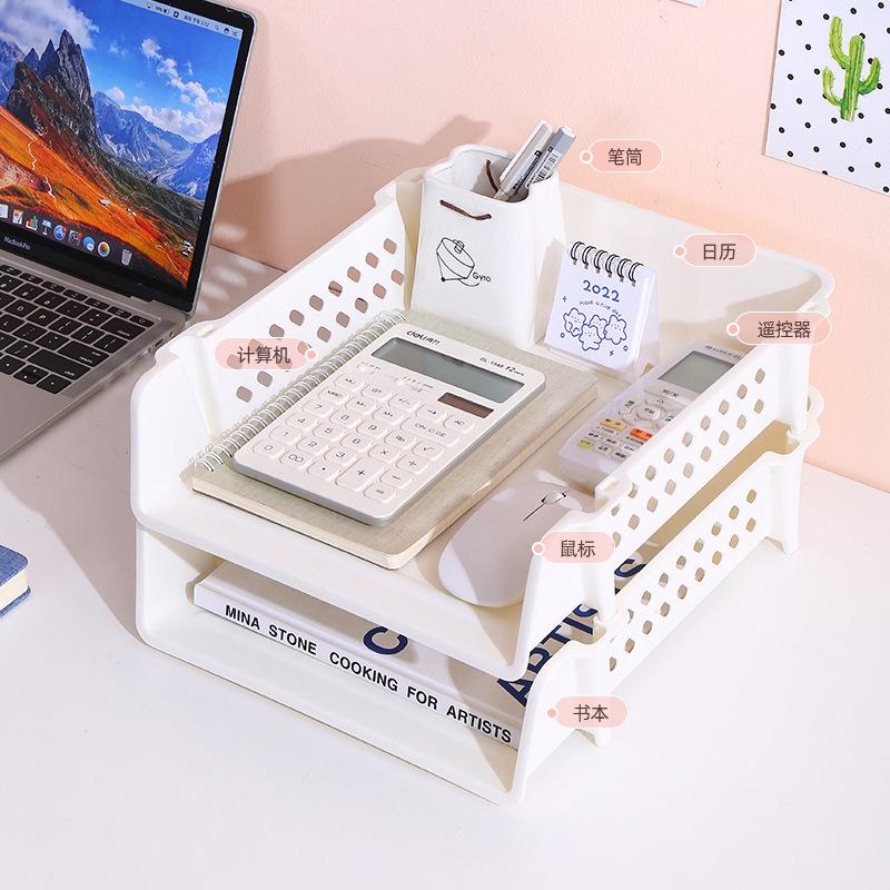 A4文件置物架 辦公室桌面收納架 衣物收納架 可疊加分層收納架 家用浴室化妝品收納架-細節圖6