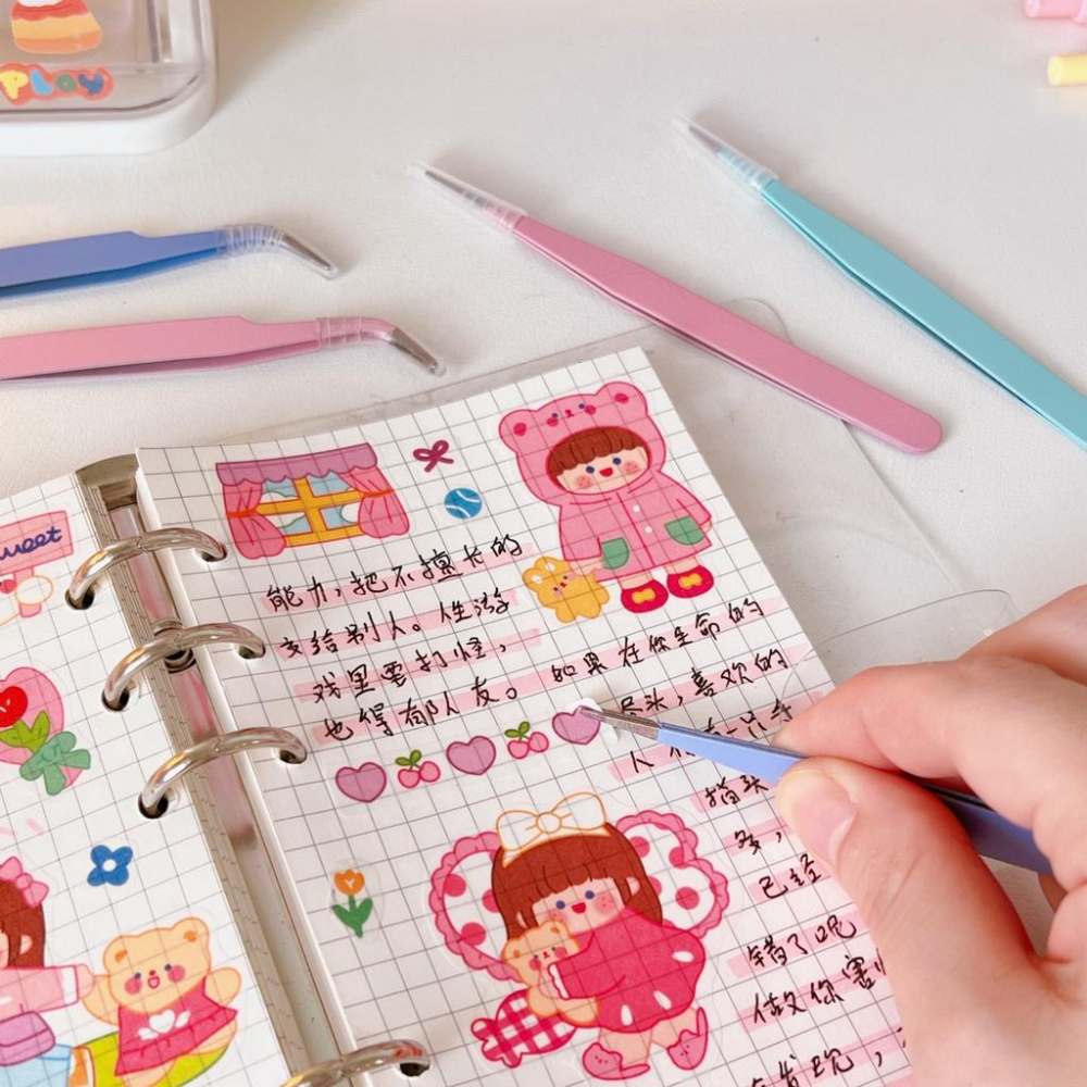 手帳專用鑷子 馬卡龍手帳專用鑷子 手工diy貼紙工具 做手賬的咕卡捏子多肉小夾子 小夾子 專用鑷子-細節圖3