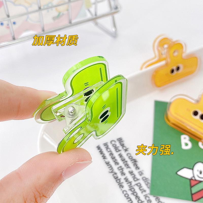 卡通可愛搞怪表情眼睛夾子 長尾夾 PP夾 亞克力  文件燕尾書本資料夾子 亞克力夾子 少女手帳學生文具長尾夾文件夾-細節圖2