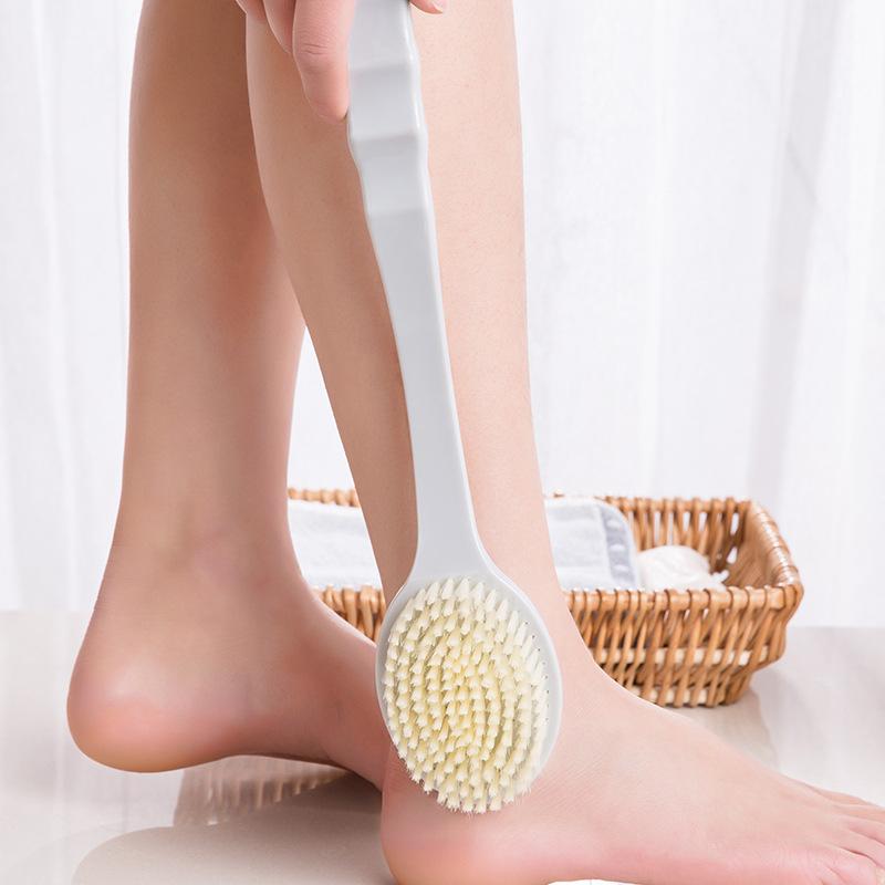 搓澡沐浴刷（帶按摩點）去角質沐浴刷 雙面軟毛搓背刷 長柄按摩洗澡刷 不求人後背刷沐浴刷 長柄按摩洗澡刷-細節圖2
