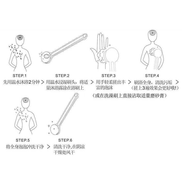 搓澡沐浴刷（帶按摩點）去角質沐浴刷 雙面軟毛搓背刷 長柄按摩洗澡刷 不求人後背刷沐浴刷 長柄按摩洗澡刷-細節圖6