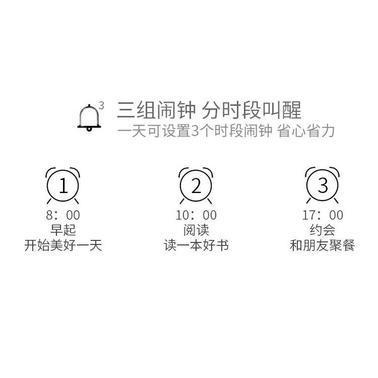 智能夜光鬧鐘 貪睡智能鬧鐘 學生充電鬧鐘 語音報時三組鬧鈴 靜音貪睡夜光鬧鐘 創意電子鬧鐘 LED鬧鐘-細節圖6