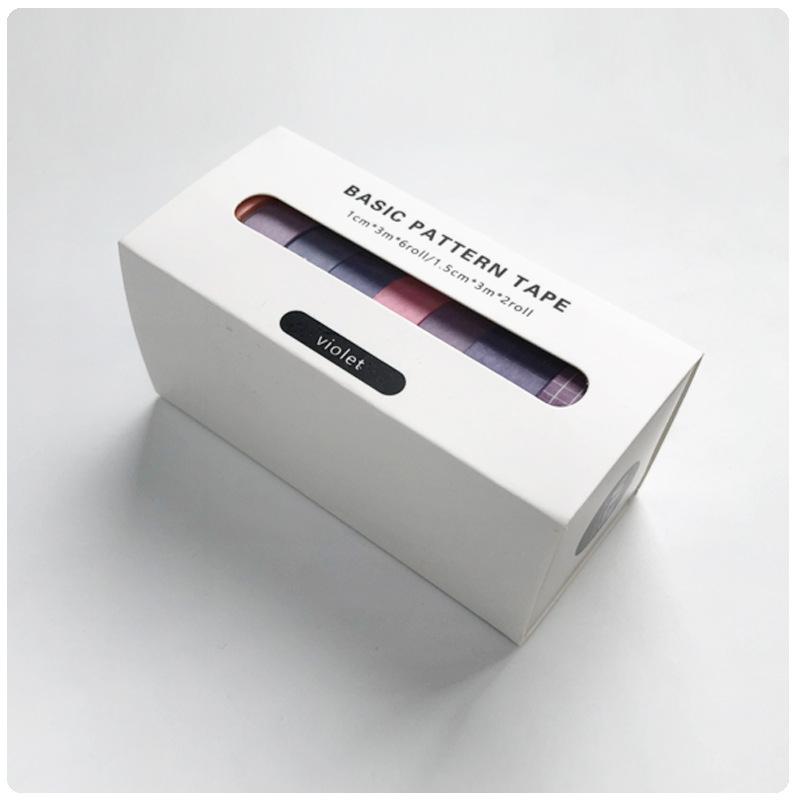 8個/盒】基礎款和紙膠帶💖百搭紙膠帶 組合套裝和紙膠帶 純色和紙膠帶  簡約格子手帳膠帶 手賬膠帶 和紙膠帶-細節圖2