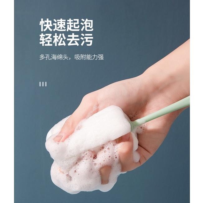 萬用海綿奶瓶刷 撞色杯刷 海綿奶瓶刷 長柄保溫杯刷 海綿清潔刷 廚房清潔刷 (袋裝) 奶瓶刷 洗杯刷 保溫瓶清潔刷-細節圖3