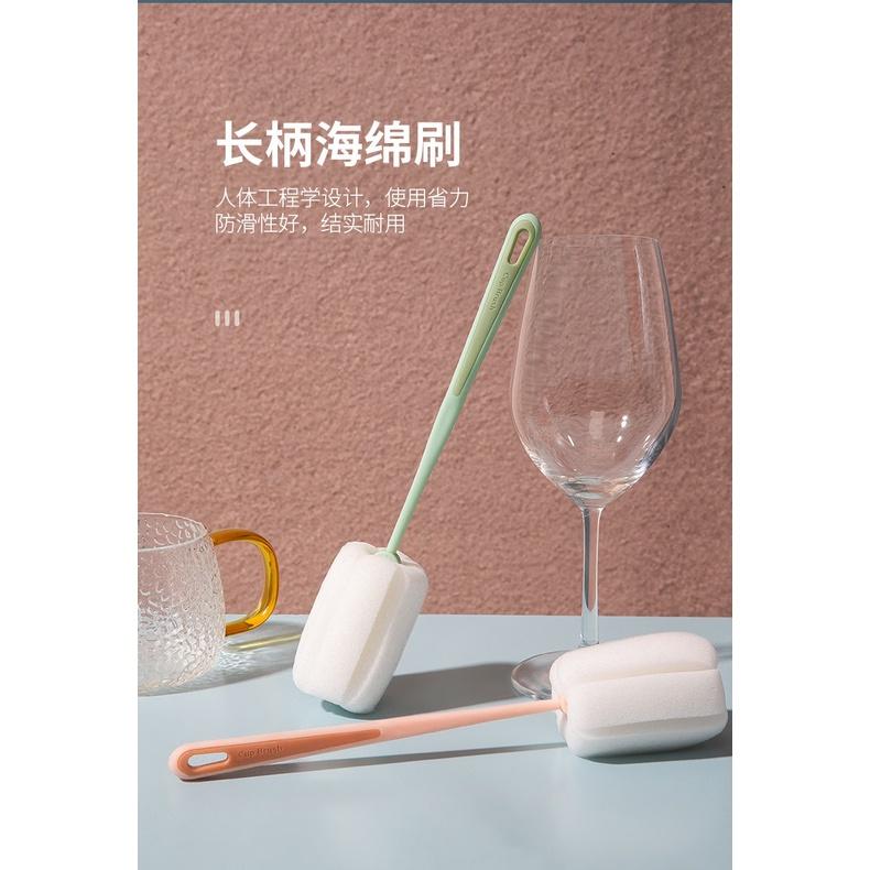 萬用海綿奶瓶刷 撞色杯刷 海綿奶瓶刷 長柄保溫杯刷 海綿清潔刷 廚房清潔刷 (袋裝) 奶瓶刷 洗杯刷 保溫瓶清潔刷-細節圖7