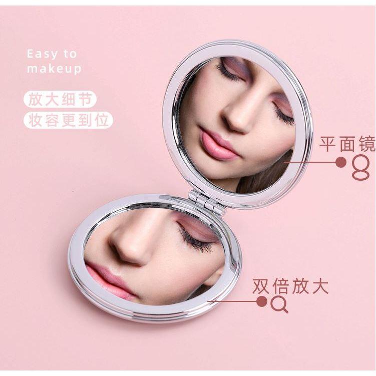 雙面放大隨身鏡 一面正常一面放大 可愛雙面鏡  PU折疊小皮鏡 便攜隨身雙面鏡 化妝小鏡子 折疊雙面放大隨身鏡 禮品鏡子-細節圖2