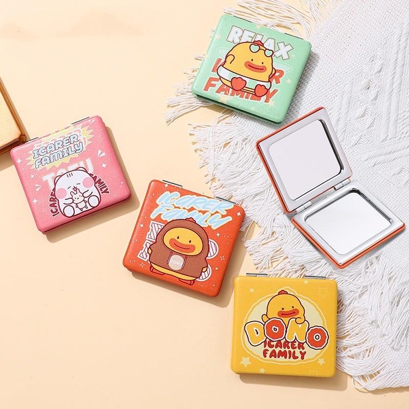 雙面放大隨身鏡 一面正常一面放大 可愛雙面鏡  PU折疊小皮鏡 便攜隨身雙面鏡 化妝小鏡子 折疊雙面放大隨身鏡 禮品鏡子-細節圖4