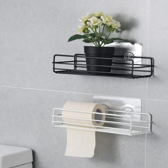 鐵藝置物架 鐵藝掛籃 壁掛沐浴露收納架 免打孔洗漱置物架 廚房調味料收納架 壁掛沐浴露收納架 免打孔洗漱用品架-細節圖4